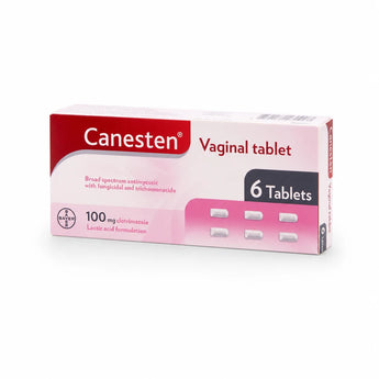 Canesten คาเนสเทน ยาสอดช่องคลอด Clotrimazole 100mg 6 เม็ด