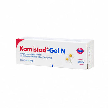 Kamistad Gel N คามิสตาด เจล เอ็น ยาป้ายปาก Lidocaine กับสารสกัดคาโมมายล์ หลอด 10 กรัม