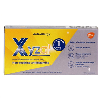 Xyzal ยาแก้แพ้ Levocetirizine 5 mg บรรจุ 10 เม็ด