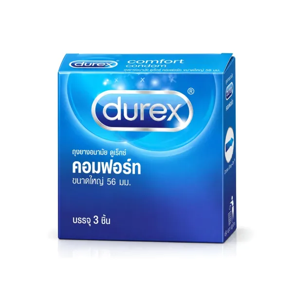 Durex Comfort ถุงยางกว้างพิเศษ 56มม. สวมสบายไม่บีบรัด ผ่อนคลาย