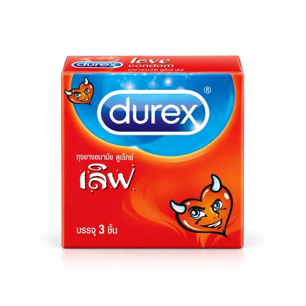 Durex Love ถุงยางคลาสสิก Easy-On 52.5มม. ผิวเรียบ สวมง่าย ราคาถูก