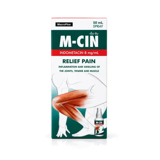 M-Cin Spray สเปรย์แก้ปวดกล้ามเนื้อ อินโดเมทาซิน ขวด 50 มล.