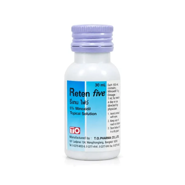 Reten Five (รีเทนไฟว์) ยาปลูกผม Minoxidil 5% ทาตอนไหน ผลข้างเคียง