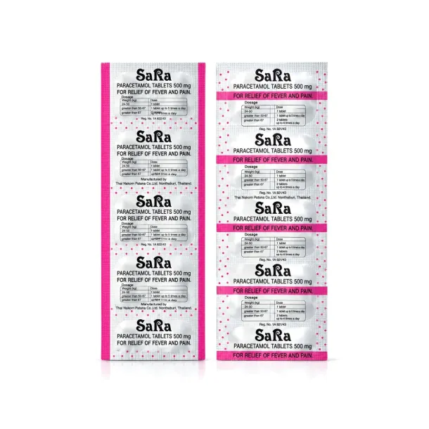 Sara (ซาร่า) พาราเซตามอล 500mg กินตอนไหน ใช้แก้อะไรและผลข้างเคียง