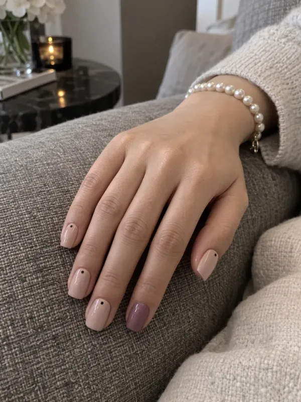Minimal Dots gel nail design