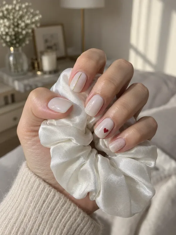 Tiny Heart gel nail design