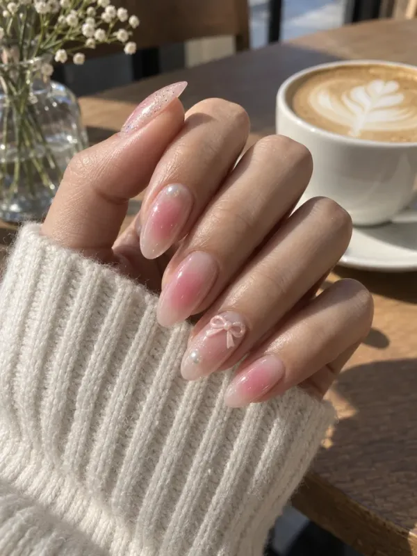 ลายเล็บเจลบลัชเชอร์ (Blush Nails)