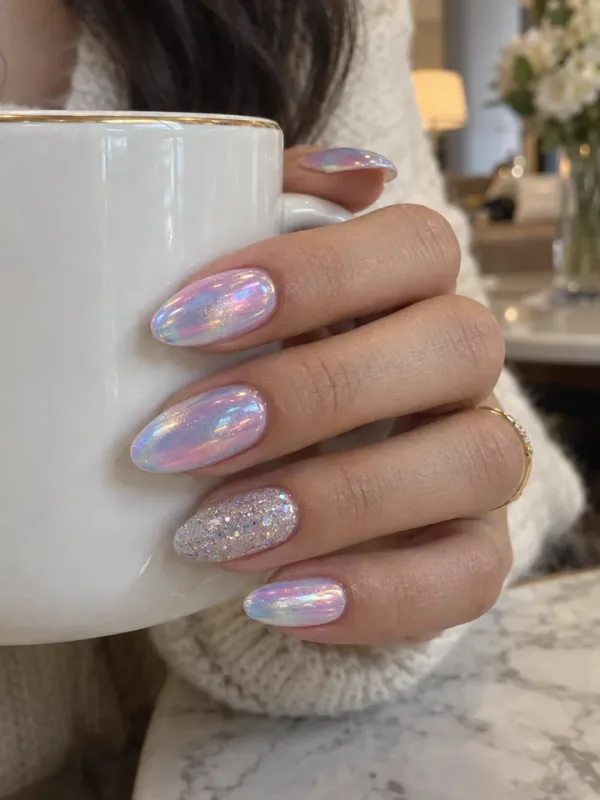 Aurora gel nail design