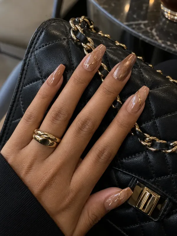 ลายเล็บเจลนู้ดคาราเมล (Caramel Nude)