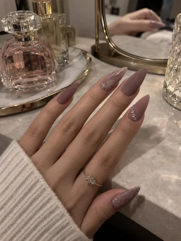 Matte gel nail design