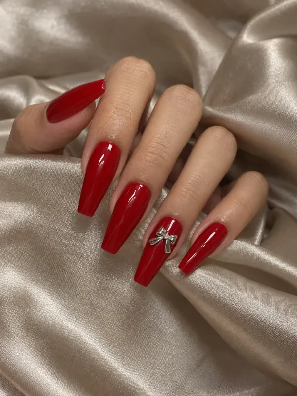 Classic Red gel nail design