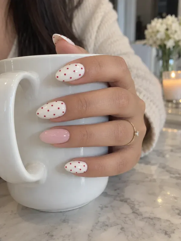 Polka Dot gel nail design
