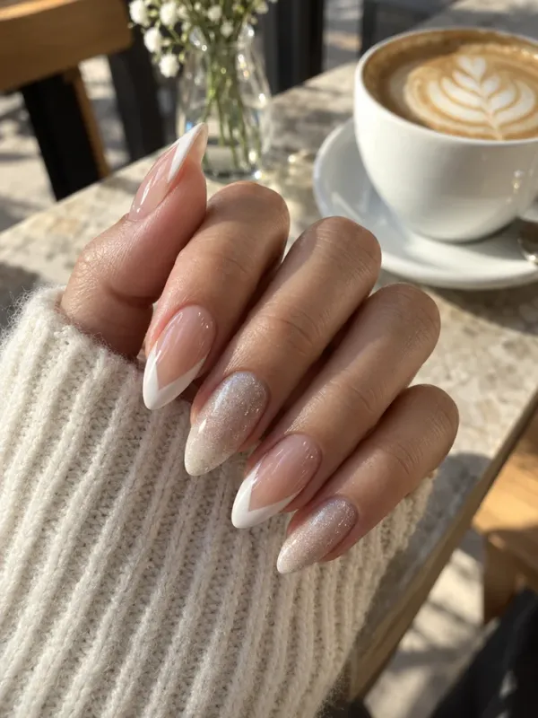 V French gel nail design