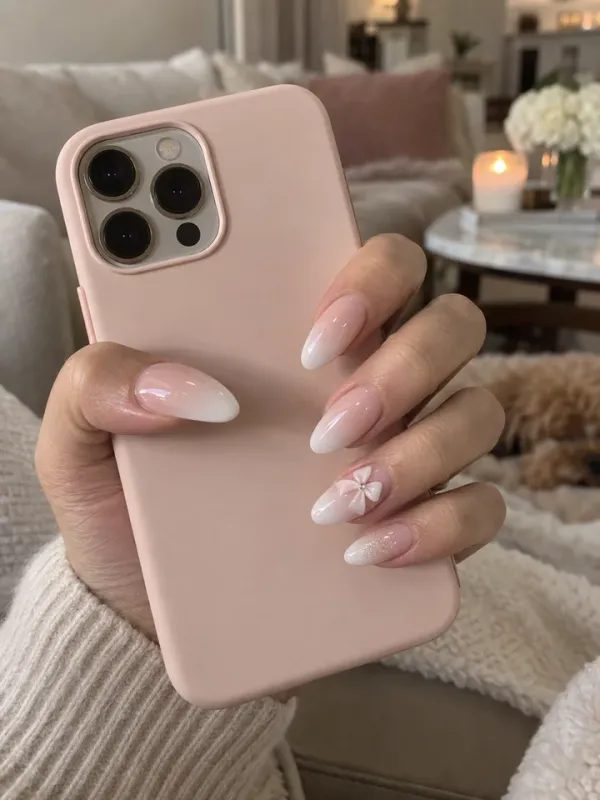 Baby Boomer French gel nail design