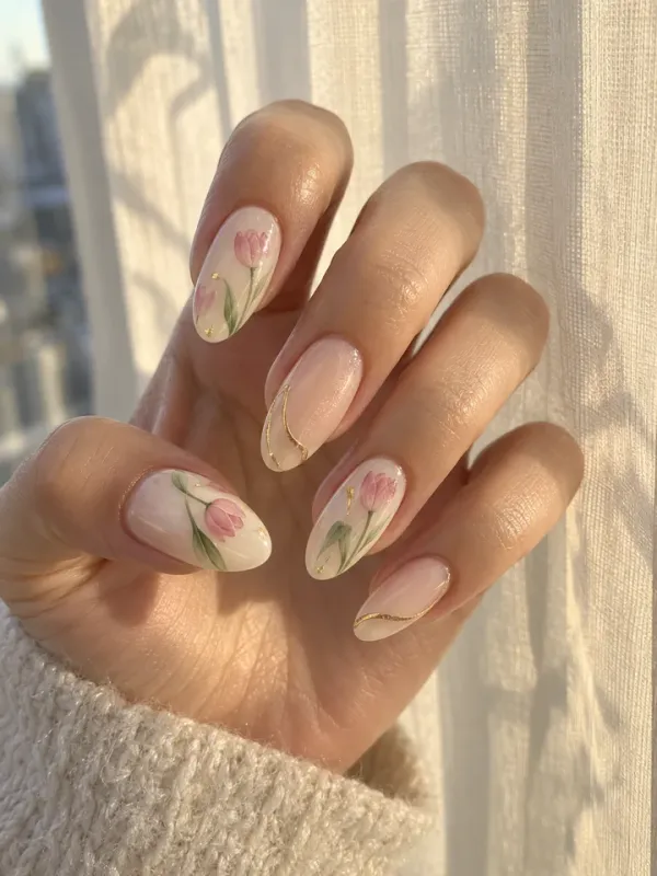 ลายเล็บเจลทิวลิป (Tulips)