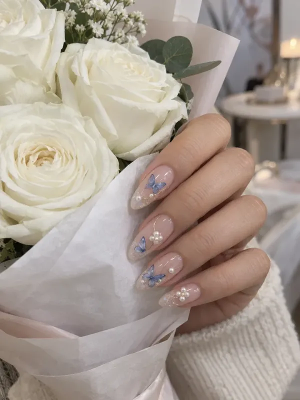 Butterfly gel nail design