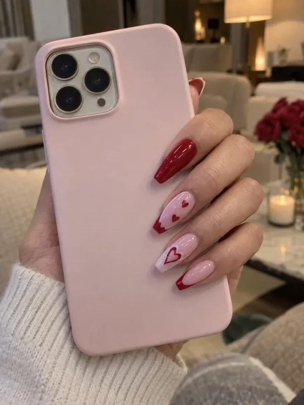 Valentine gel nail design