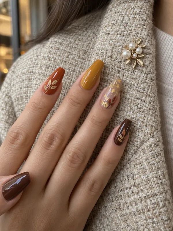 Autumn gel nail design