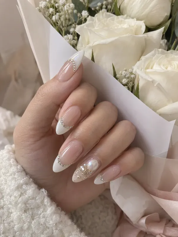 ลายเล็บเจลเฟรนช์คริสตัล (Crystal French)