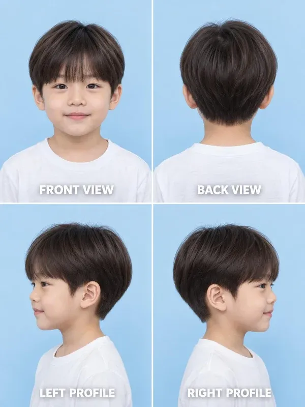 ทรงแดนดี้ (Dandy Cut) ทรงผมเด็กชาย มุมหน้า หลัง ข้างซ้าย ข้างขวา