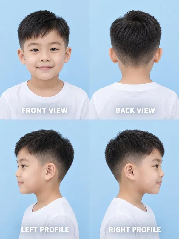 ทรงนักเรียน (Thai Schoolboy Cut) ทรงผมเด็กชาย มุมหน้า หลัง ข้างซ้าย ข้างขวา
