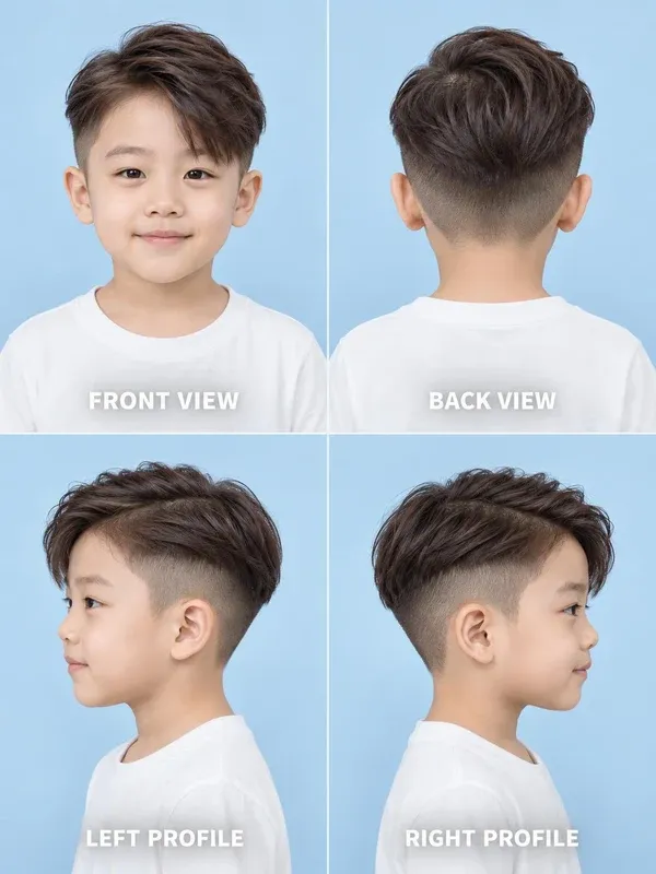 ทรงอันเดอร์คัต (Undercut) ทรงผมเด็กชาย มุมหน้า หลัง ข้างซ้าย ข้างขวา