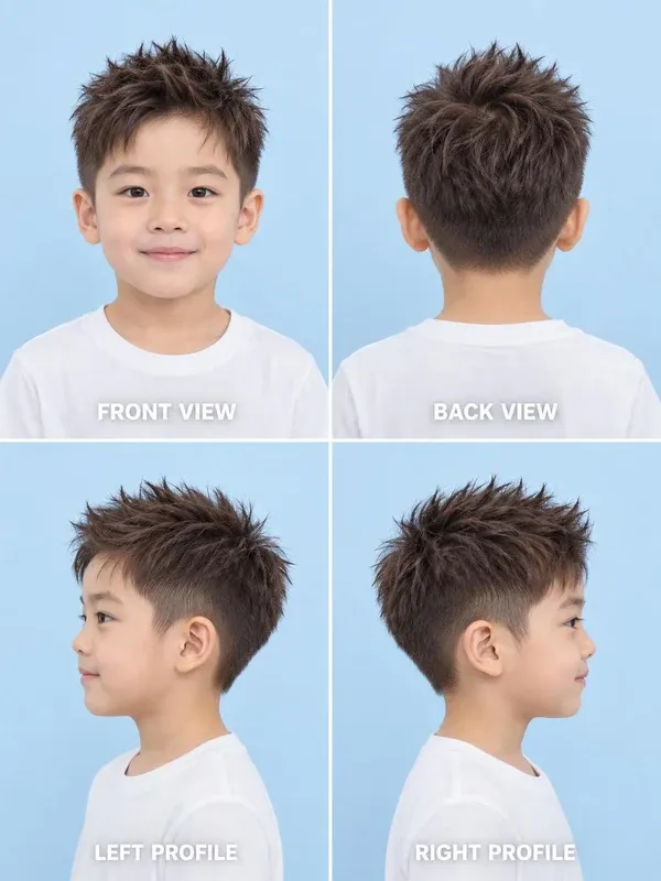 ทรงสไปกี้ (Spiky Hair) ทรงผมเด็กชาย มุมหน้า หลัง ข้างซ้าย ข้างขวา