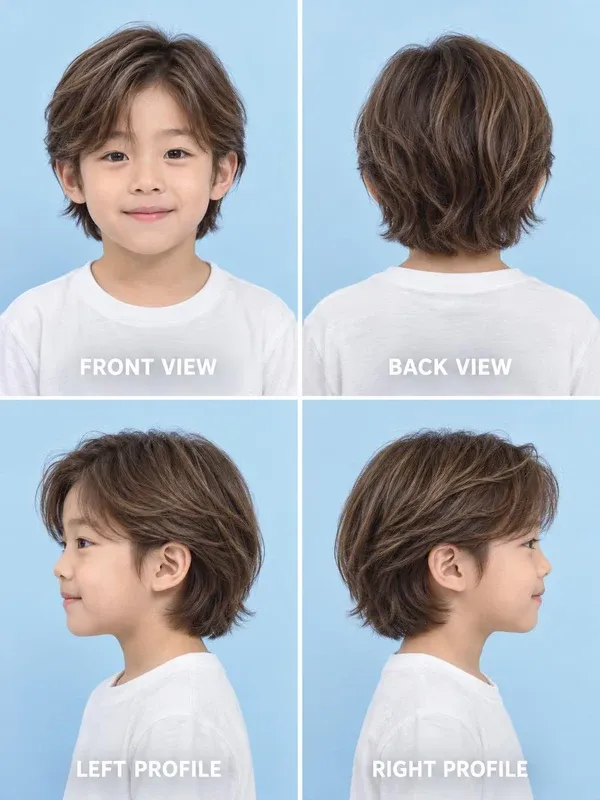 ทรงผมยาวเซิร์ฟ (Surfer Hair) ทรงผมเด็กชาย มุมหน้า หลัง ข้างซ้าย ข้างขวา