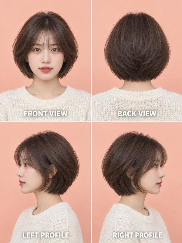 ผมสั้นซอยทุย (Soi Tui Layered Short Cut) มุมหน้า หลัง ข้างซ้าย ข้างขวา สำหรับผู้หญิง