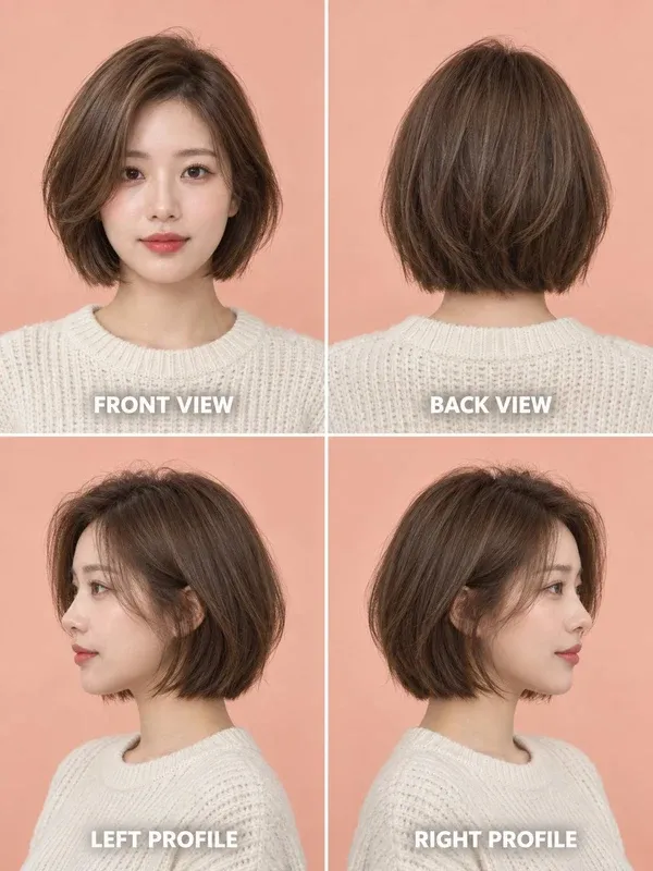 บ๊อบซอยเลเยอร์ (Layered Bob) มุมหน้า หลัง ข้างซ้าย ข้างขวา สำหรับผู้หญิง