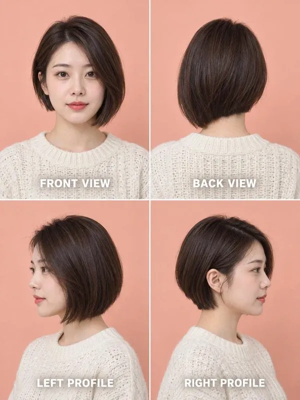 บ๊อบอสมมาตร (Asymmetric Bob) มุมหน้า หลัง ข้างซ้าย ข้างขวา สำหรับผู้หญิง