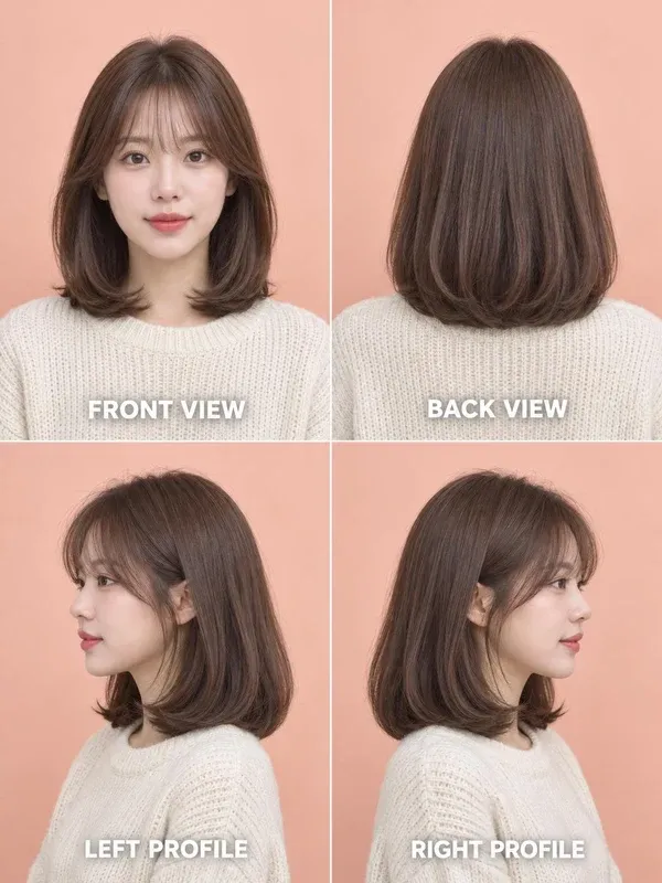 ผมประบ่าปลายงุ้ม (Shoulder-Length C-Curl) มุมหน้า หลัง ข้างซ้าย ข้างขวา สำหรับผู้หญิง