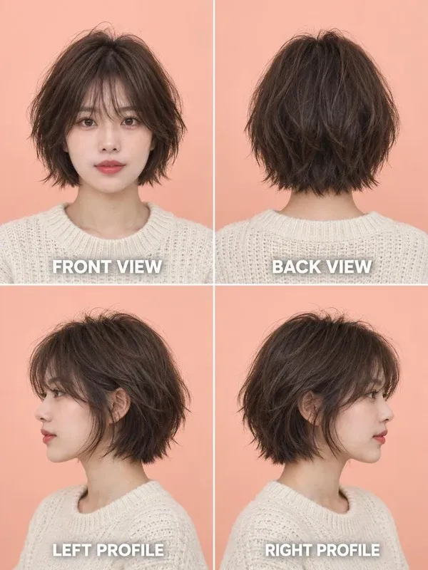 แชกกี้สั้น (Short Shag) มุมหน้า หลัง ข้างซ้าย ข้างขวา สำหรับผู้หญิง