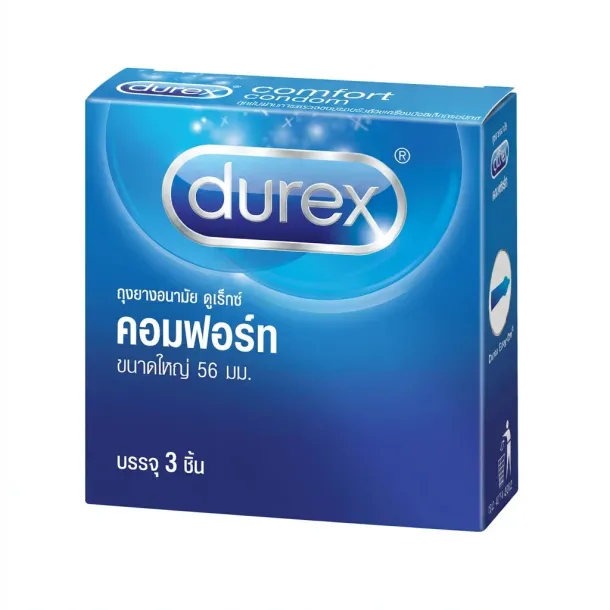 Durex Comfort ถุงยางกว้างพิเศษ 56มม. สวมสบายไม่บีบรัด ผ่อนคลาย