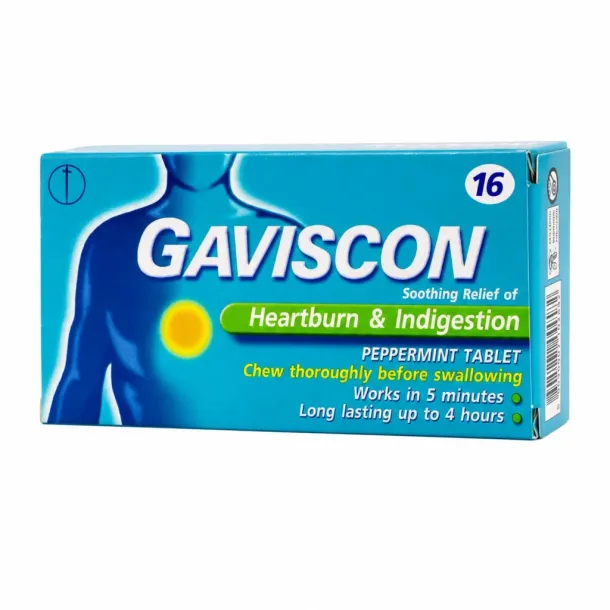 Gaviscon Peppermint (กาวิสคอนแบบเม็ด) ยาลดกรดไหลย้อน เคี้ยวตอนไหน